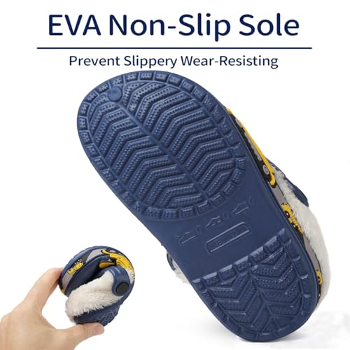 Image of Toddler Lined Clog Slippers Winter Garden Sandals Kids House Shoes Warm Slip On Sneakers Cartoon Slides for Boys and Girls Children Indoor Outdoor