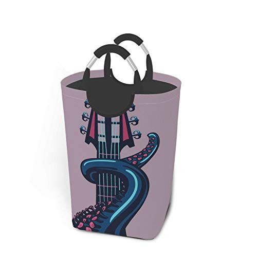 Wäschesack,Octopus Guitar Music Kunstvoller Druck,Großer faltbarer Wäschekorb,zusammenklappbarer Wäschekorb,zusammenklappbarer