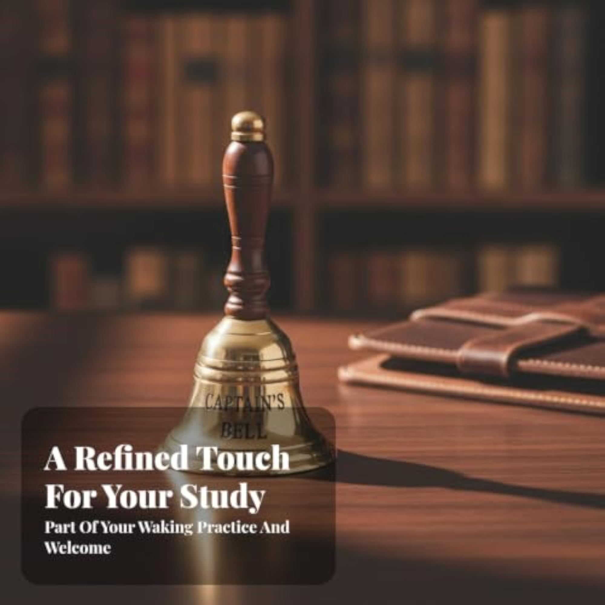 Gold-Tone Captain's Bell with Rosewood Handle