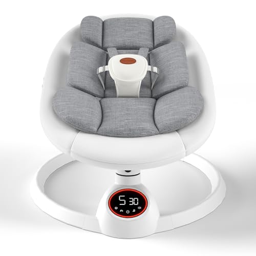 Baby Swings for Infants to Toddler, Portable Baby Swing with Extra Pad, Electric Infant Swing with 5 Speeds and Bluetooth Music, Indoor & Outdoor