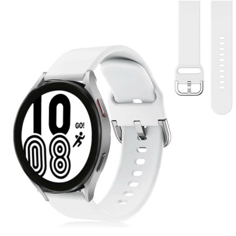 Compatible For Garmin Vivomove 3S / Vivoactive 4s / VENU 2S / Withings Steel HR 36mm/ Fossil Gen 5E Strap Silicone Fitness Wrist Band Classic Buckle Breathable 18mm (White)