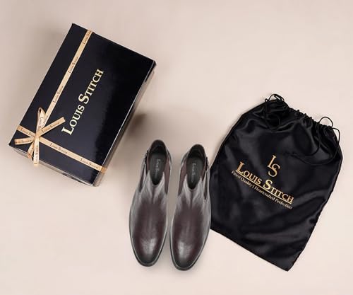 Image of LOUIS STITCH Mid-Top Ankle Shrunken Chelsea Boots for Men | Men's Slip-On Boots with Side Buckle | Casual and Semi Formal Chelsea Boots for Men | LSLXSHCLB