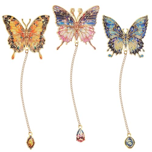 MWOOT 3 Piezas Mariposa Marcapaginas Metal Personalizado, Marcapaginas Profesora, Butterfly Bookmarks for Reading, Regalos para Graduacion, Marca Paginas para Consulte Libreria Lector
