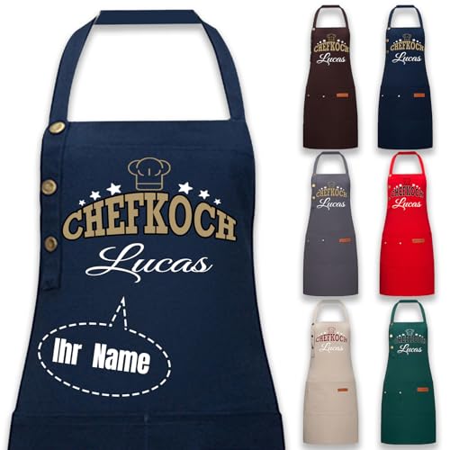 Schürze Personalisiert Kochschürze Mit Namen Herren Damen,Grillschürze Für Männer,Küchenschürze Damen,Chef Geschenke (Blau)