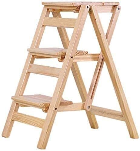 Chaise escabeau de ménage cuisine OKUOKA en bois pour adulte