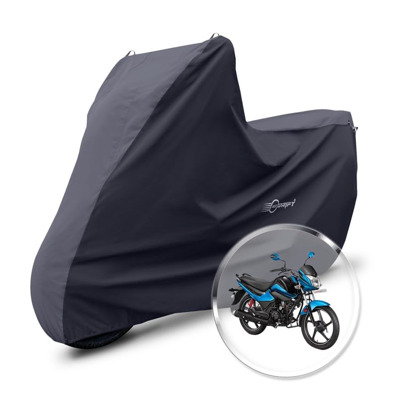 Image of Neodrift 'SuperMax' Bike Cover Suitable for Hero Splendor iSmart 110 (All-Weather Motorcycle Protection, Water & UV Resistant, Dustproof, Windproof) (Colour: D.Gray - Black)