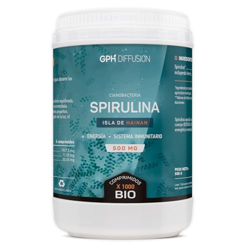 Spirulina orgánica en pastillas, Aumento de energía, 500 mg - 1000 comprimidos