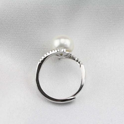 Graceful Wedding Band with Simulated Pearl for Women Shiny Cubic Zirconia Engagement Jewelry3