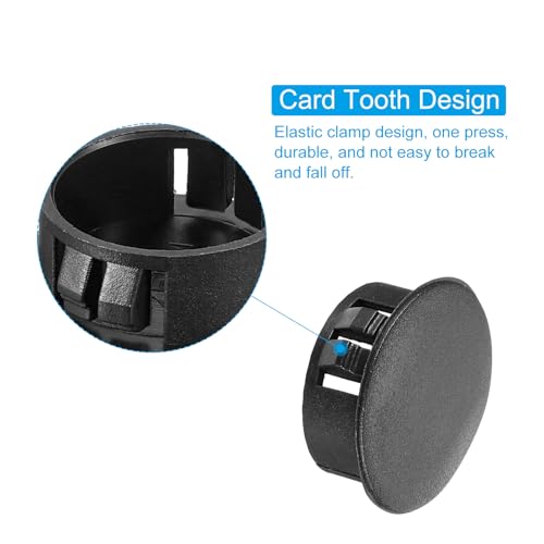Image of PATIKIL 20Pcs 1 inch Hole Plugs, 1 inch /25mm Plastic Hole Plugs, 20Pcs Flush Type Round Hole Plugs Cover Snap in Locking Hole Tube for Table Kitchen Cabinet Furniture, Black