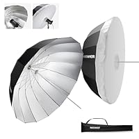 NEEWER 104cm Parabolischer Reflektierender Regenschirm Fotografie, Studioschirm mit Silber Innenseite, weiche Beleuchtung mit Diffusor Abdeckung, Tasche, schnell faltbar für Kamera, Videolicht, NS1U
