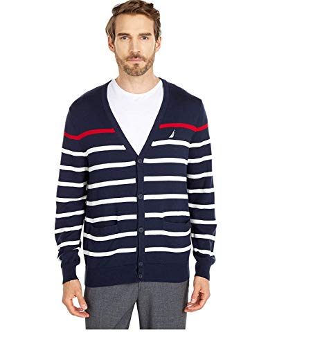 Nautica Striped Cardigan Sweater Blue 1 SM