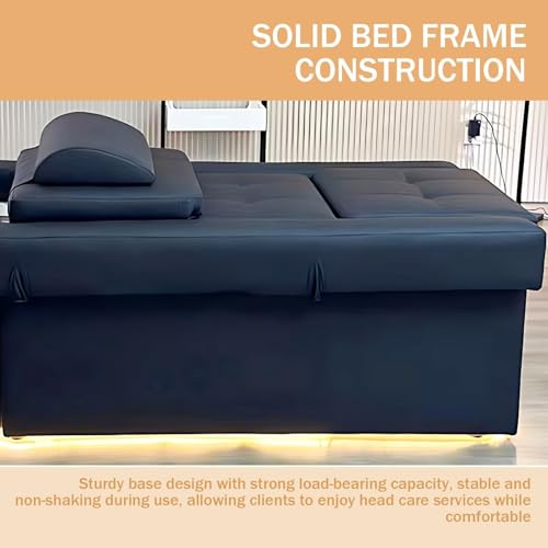 Larnavo Salon Shampoo Bed-Pedicure Chair with Foot Bathtub Black Luxury Leather Style, Head Spa Equipment&Beauty Bed Includes Water Cycle, Backrest Adjustment, Fumigation(79.52IN) - Image 7