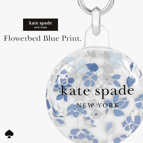 Image of kate spade new york AirTag Holder with Metallic Ring Clip - Flowerbed Blue