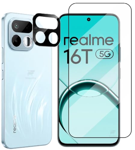 Image of [1+1 Tempered Glass for Realme 16T 5G with Camera Glass Protector Edges to Edge Screen Guard Protector 9H Hardness - (Pack of 2)