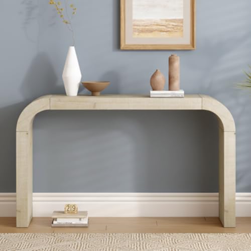 Curved Console Tables with Arch Design Minimalist Entrance Table with Curved Top Modern Long and Narrow Foyer Table for Hallway Living Room Natural