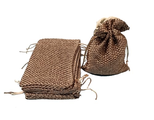 Image of 3A Featuretail 13CM X 18CM Small Drawstring Bags Pouches Potli for Gift Wedding Jewelry Packaging Bridal Party Favors for Women (25 pc Pack, Brown Colour Jute)