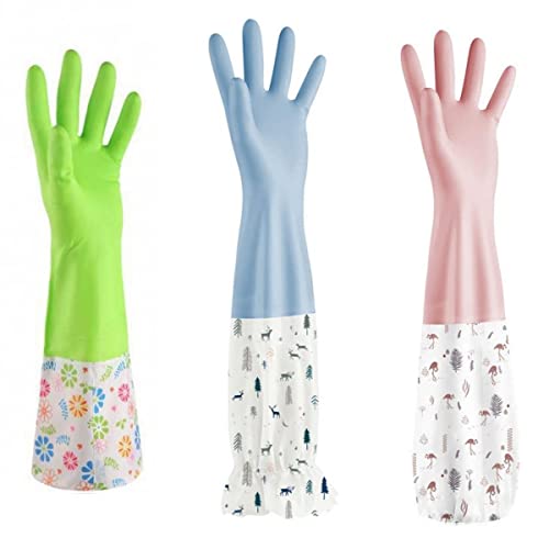 3 Pairs Dishwashing Cleaning Gloves,Reusable Rubber Gloves For Household,Non-Slip (Large) #TOP6