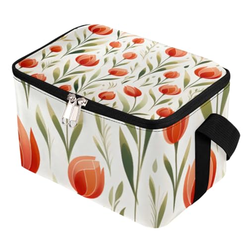 GzLeyigou Lunch Bags for Women Men 9 Cans,Flower Tulips Hot & Cold Food Delivery Bag Insulated Grocery Bag Insulated Lunch Box Tulips Cooler Bag for Office Work Picnic Beach