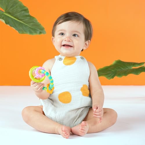 Image of Bright Starts Grab & Spin Baby Rattle & BPA-Free Teether Toy, Ages 3 Months+ 1 Count (Pack of 2)