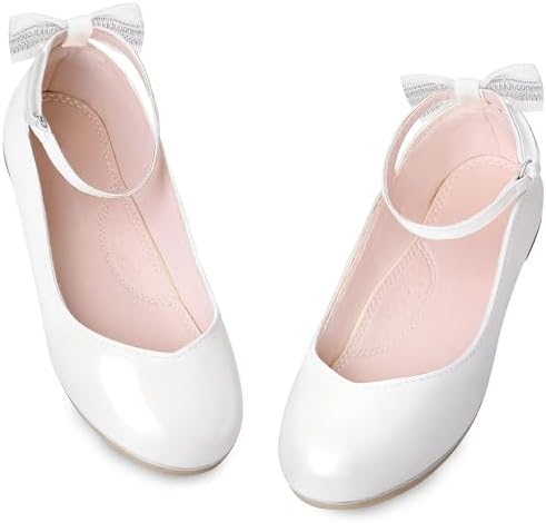 Bigwow Girls Mary Jane Dress Shoes Princess Flats with Bow Wedding Party Flower Girl Back to School Shoes for Little Big Kids