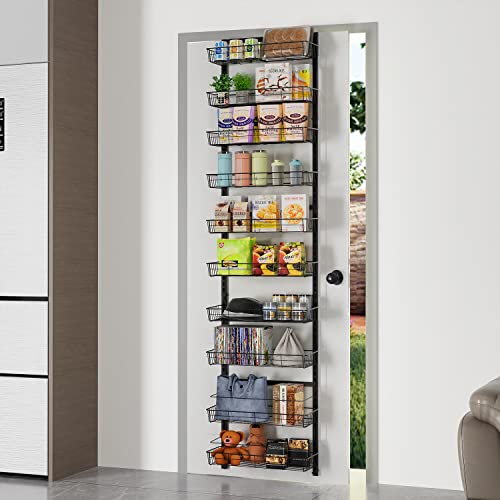 Eaoak Over The Door Pantry Organizer, 10-Tier Adjustable Baskets Pantry Organization, Metal Door Shelf With Detachable Frame, Space Saving Hanging Spice Rack For Kitchen Pantry Bathroom Door(Black) #TOP7