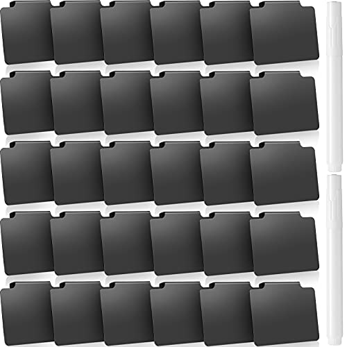 32 Pieces Basket Labels Clip Set, Include 30 Pieces Kitchen Clip Label Holder Removable PVC Bin with...