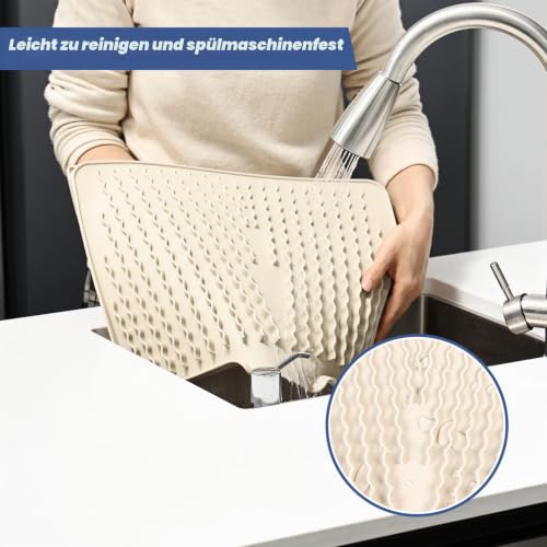 Abtropfmatte aus Silikon für Geschirr & Spüle, Beige, 40x33x1.5cm – Ansicht 5