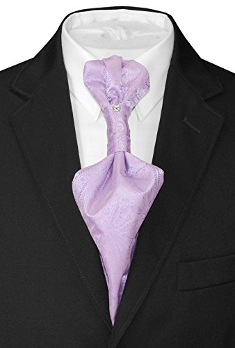 Image of Vesuvio Napoli PreTied ASCOT Solid PAISLEY Color Cravat Men's Neck Tie 21 Colors