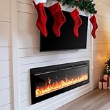 Silonn 60″Smart Electric Fireplace Heater with App & Remote Control, 5300 BTU Heat Output, Ultra-Slim Wall-Mounted or Recessed Electric Fireplace Inserts with Timer, 20 Flame Colors,WiFi Enabled