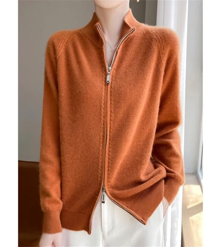 Women 100% Merino Wool Soft Sweater Cardigan Zipper Knitwear Long Sleeve Wool Sweater Female Tops2