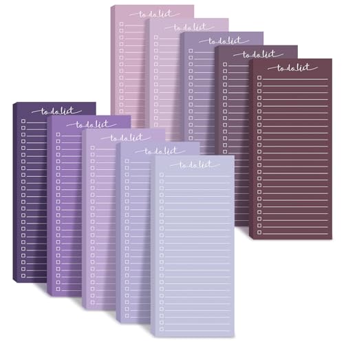 Image of Censen 10 Pack 500 Sheets to Do List Notes Daily Checklist Notepad with 50 Sheets Undated Memo Pad Color Block Shopping List Weekly Plan Notepad Organizer Planners(Gradient Purple,Lined) | Note Book 513 Sheets Colorful Memo Pad Office School Supplies Planner Shopping Weekly Plan Task Organizer Tear-off Design