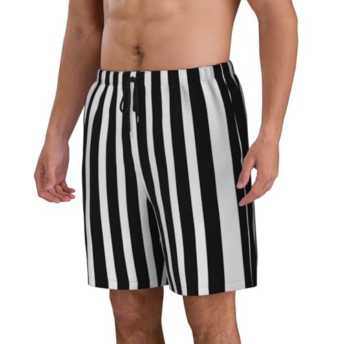 Black & White Stripe Print Men's Beach Pants Lightweight Quick-Dry Swim Pants with Mesh Lining for Men2