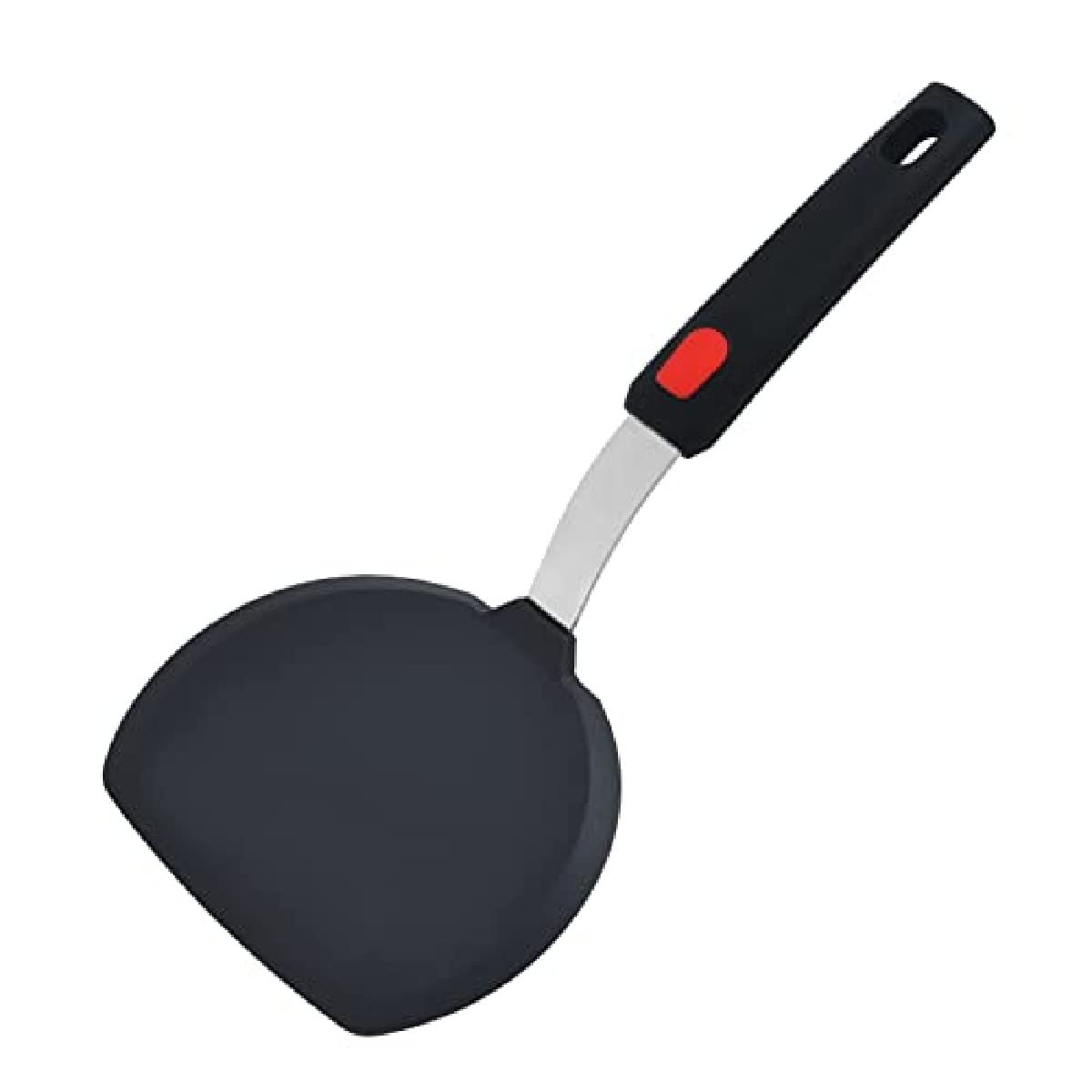 Ramkuwar Chef Series Wide Silicone Turner Spatula Flexible Rubber Kitchen Flipper for Pancakes, Eggs, Crepes (Black)