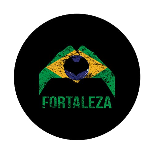 Fortaleza Brazilian City Love Vintage Brazil Flag PopSockets Swappable PopGrip, Black - Image 3