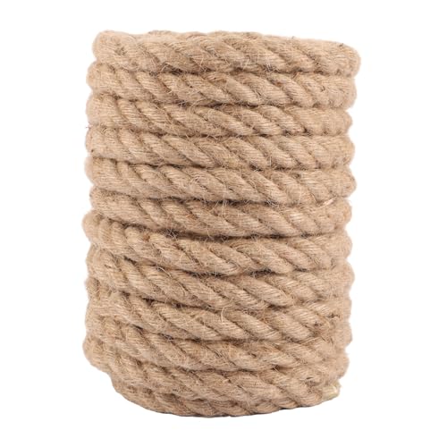 YAYODS Cuerda de cáñamo de 12 m, 20 mm, cuerda natural, diámetro de 20 mm, cuerda de yute, decoración, macramé, cuerda para jardín, cordaje, barandilla, atasco de barco, tira y afloja, cuerda de