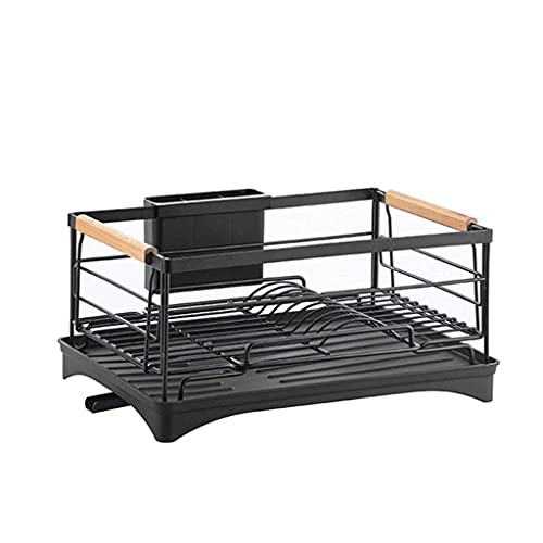 Escurridor de platos con tabla de drenaje, escurridor de platos de acero inoxidable, organizador de almacenamiento para encimera de cocina