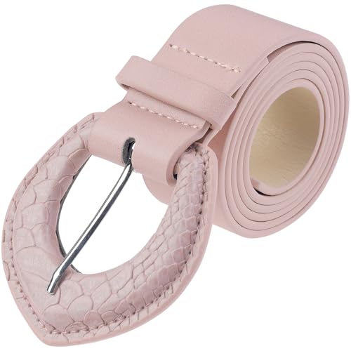 Women's Wide Belt Solid Color Retro Fashion Snake Pattern Buckle Decorative Belts for Dresses