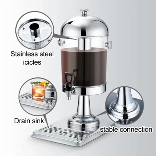 Distributeur de boissons 8L en acier inoxydable avec robinet pour jus et cafés - 3