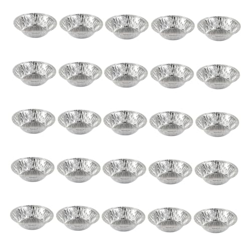 HYTROVE 250個使い捨てアルミ製エッグタルト型 ミニマフィン デザート用 丸