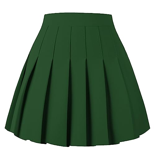 Image of Girstunm Women's Pleated Skirt Mini Skater Basic Skirts High Waist School Girls Uniform Short Cheerleader Skirt