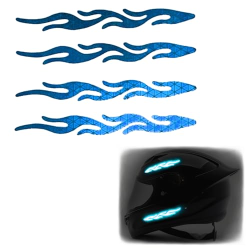 Image of customTAYLOR33 High-Intensity Grade Premium Reflective Tribal Flame Helmet Decals, Motorcycle Safety Sticker Decals (Special Edition Baby Blue)