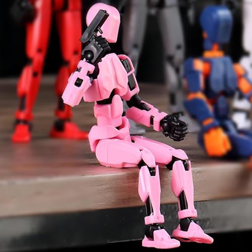 Image of Home Dcor|Pink T13 Mechanical Dummy Robot - Pre-Assembled 3D Printed Multi-Jointed Figurines, Perfect Desk Decoration and Collectible.