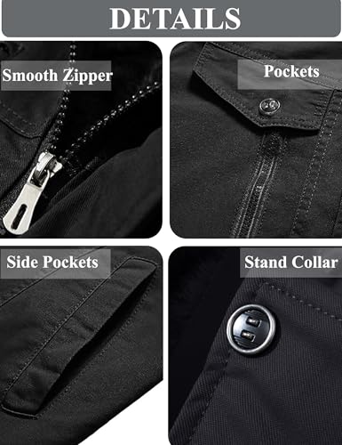 Image of CRYSULLY Men's Winter Casual Thicken Multi-Pocket Field Jacket Outwear Fleece Cargo Jackets Coat