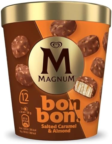 Magnum Bon Bon Salted Caramel & Almond Ice Cream Frozen Snack 12MP (204ml)