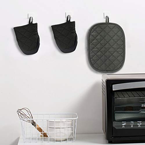 Neoprene Mini Oven Mitts, 2 Pack Heat Resistant Gloves Potholder To Protect Hands With Non-Slip Grip Surfaces And Hanging Loop For Handling Hot Pot Cookware/Bakeware (Black, Mini) #TOP6