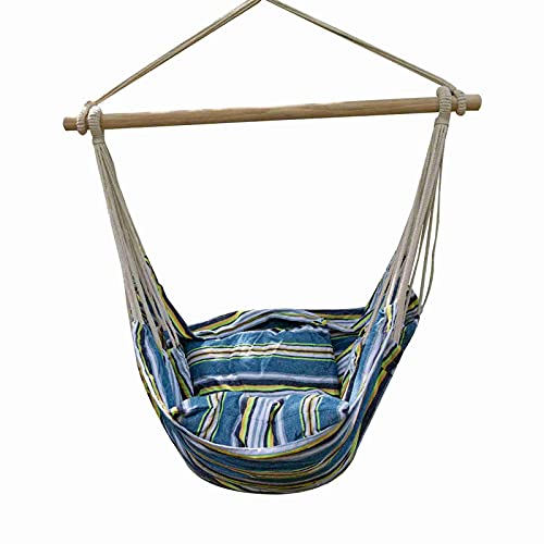 Hängesessel mit 2 Kissen Hängestuhl bis 150 kg Hängeschaukel Hängekorb Hängematte Camping 5 Farben Cover