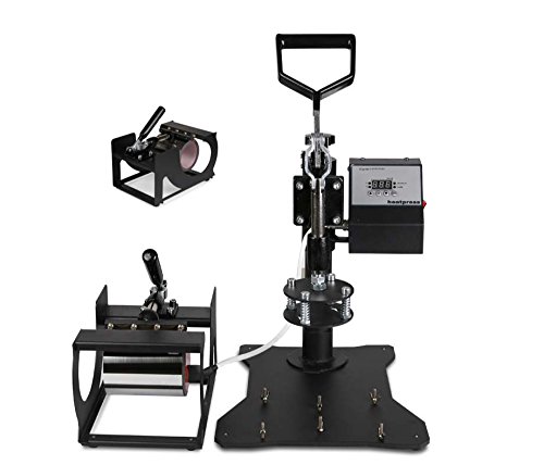 Transferpresse 5in1 38 x 38 cm Multifunktions Sublimation Hitzepresse Maschine Desktop Eisen Baseball Hat Press 1200 W Digital Swing Away Transfer T Shirt HAT Tasse - 5 IN 1 - 4