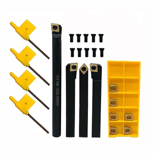 Image of 1 /2in Metal Lathe Tools Boring Bar, Turning Tools Holder Set S12M-SCLCR09 /SCLCR1212H09 /SCLCL1212H09 / SCMCN1212H09 with Indexable Carbide Turning Insert CCMT32.51 /CCMT09T304