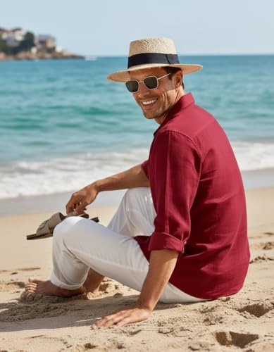 Image of Combo of Men's Casual Cotton Blend Shirt || Long Sleeve Button Down with Spread Collar | Lightweight Breathable Fabric | Stylish Solid Shirt for Beach, Office & Everyday Wear Pack of 2