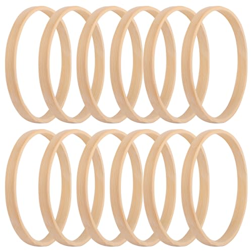 Image of RP Remarkable Power, 12 Pack 4 Inch Bamboo Floral Hoop Mini Wreath Frames Embroidery Rings for DIY Dream Catcher Crafts